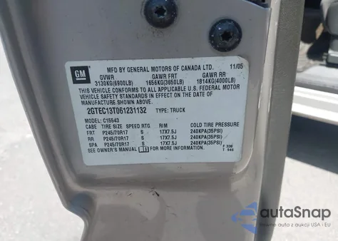 2006 GMC Sierra 1500 Sle1 from USA, damaged, VIN 2GTEC13T061231132